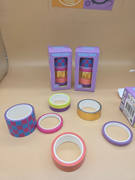 Confezione con 6 nastri adesivi decorativi in carta di riso.